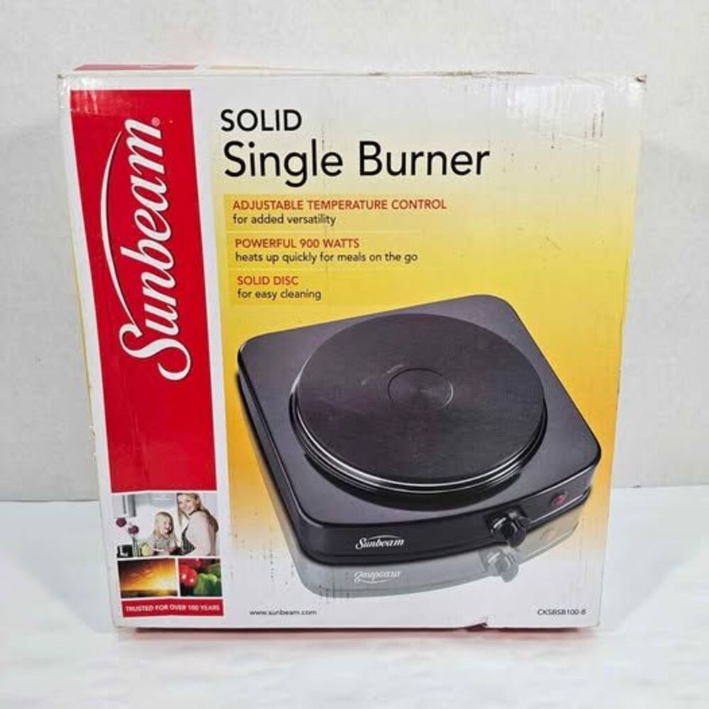 Sunbeam CKSBSB100-B 900W Portable Electric Hot Plate Tabletop Countertop Cooktop